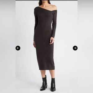 Charles Henry Elegant Dark Gray Long Sleeve Dress